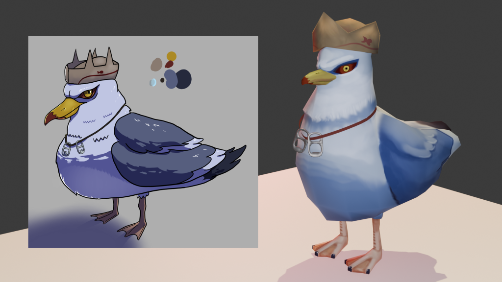 An image of The Chippy King, in both 2d and 3d forms.