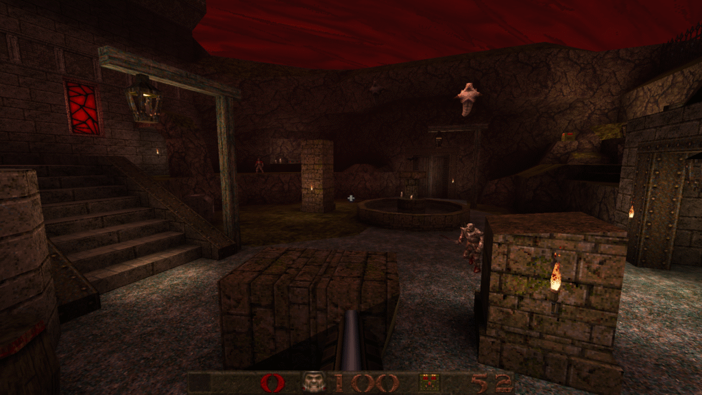 A quake map set in a courtyard
