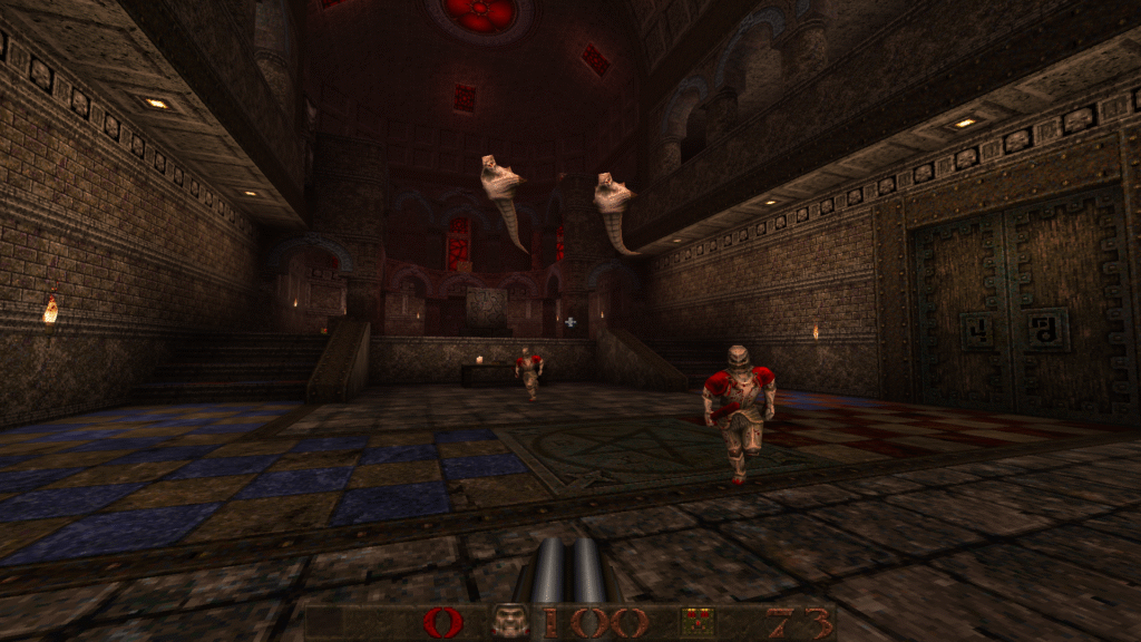 A quake map set in a hall